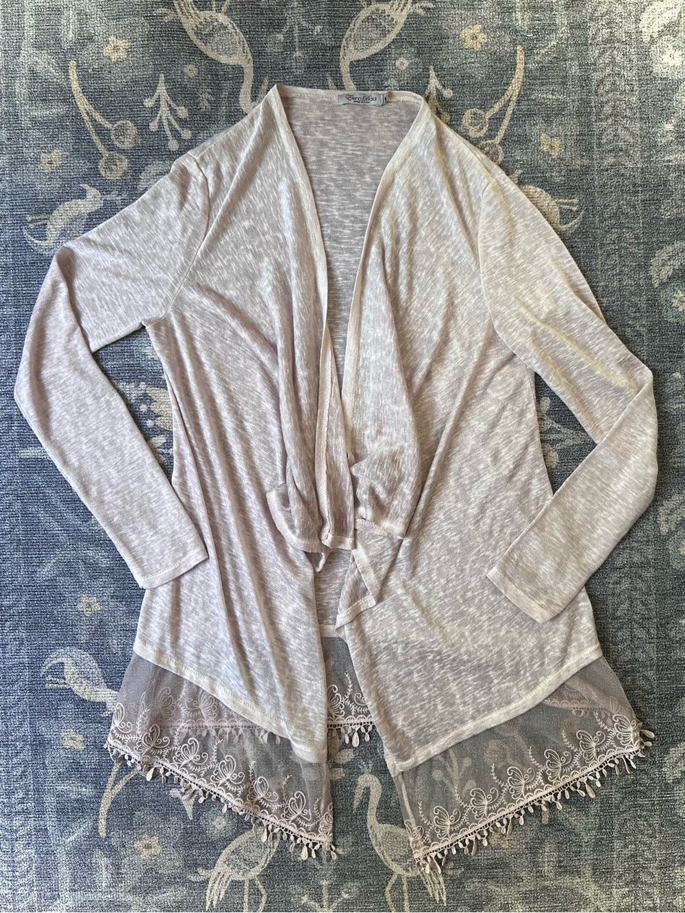Elena Baldi Pale Pink Lace Trim Cardigan Sz M